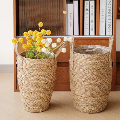 Tall Seagrass Woven Basket with Handles