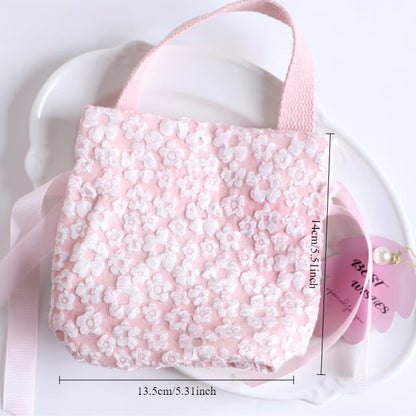 Floral Drawstring Gift Bag with Pearl Pendant Pack 10