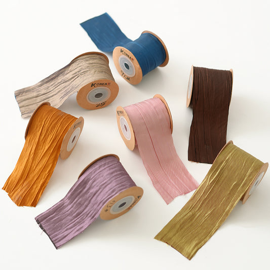 Autumn-themed Wrinkled Florist Ribbon (5cmx10Yd)