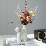 Load image into Gallery viewer, Adorable Cat Vase with Faux Flower Bouquet