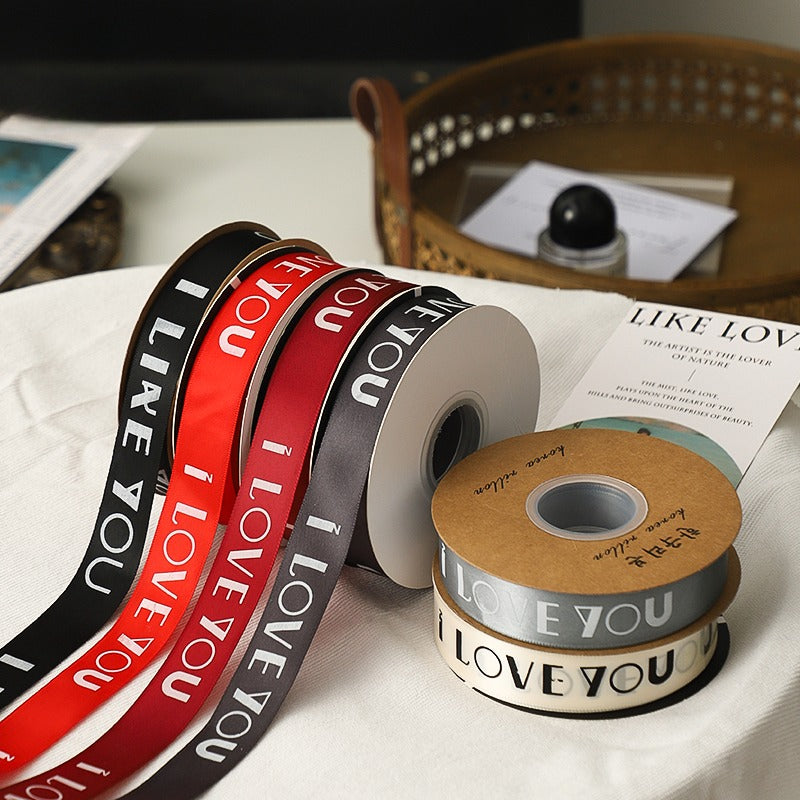 I LOVE YOU Satin Ribbon (25mmx50Yd)