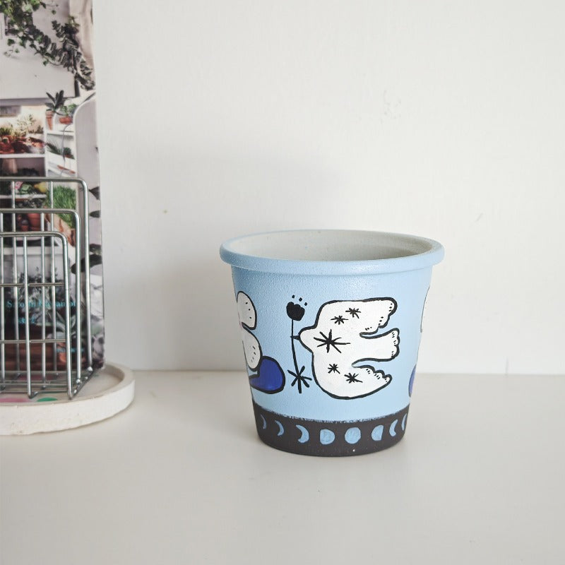 Pot de fleurs en céramique en forme d'oiseau fantaisiste