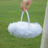Load image into Gallery viewer, White Flower-Ruffle Flower Girl Basket