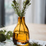 Load image into Gallery viewer, Amber Hammered Glass Bud Vase