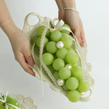 Load image into Gallery viewer, Faux Green Grapes Cluster with Pearls &amp; Ribbon