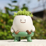 Load image into Gallery viewer, Cute Smiley Face Resin Succulent Planter