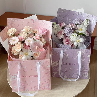 Vintage Floral Square Bottom Bouquet Bags Pack 10