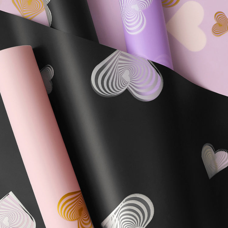 20pcs Heart-Print Cellophane Wrap for Bouquets (56x56cm)