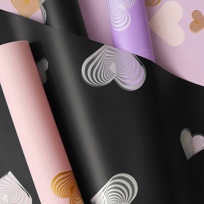 20pcs Heart-Print Cellophane Wrap for Bouquets (56x56cm)
