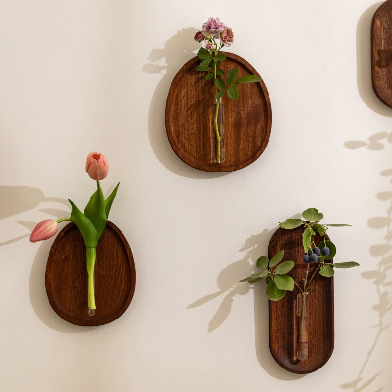 Wall-Mounted Test Tube Wooden Bud Vase