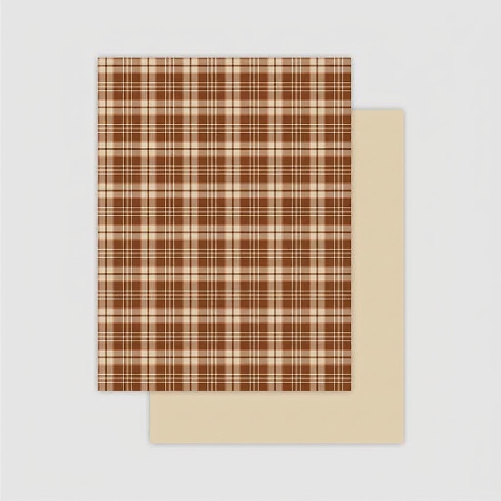 Vintage Plaid Kraft Floral Wrap Paper Pack 30 (15" x 20")