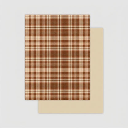 Vintage Plaid Kraft Floral Wrap Paper Pack 30 (15" x 20")
