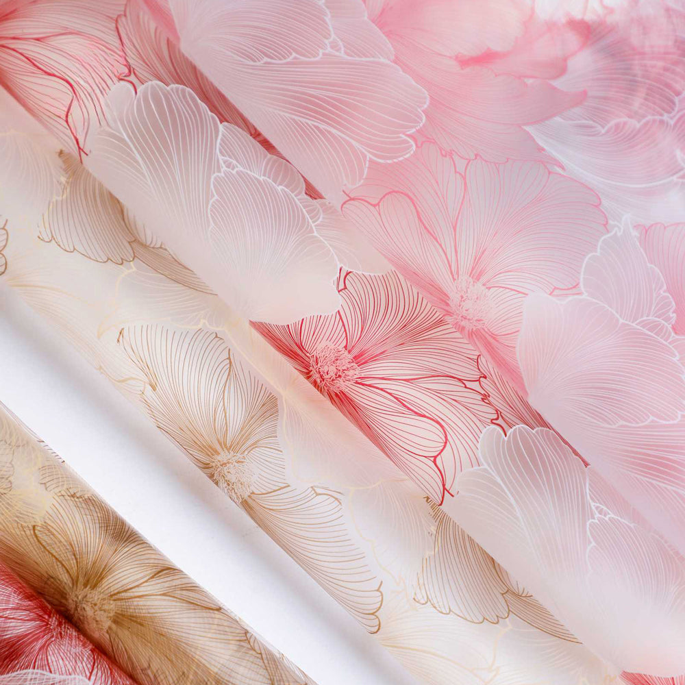 20 feuilles de papier cellophane mat à motif floral (58x58 cm)