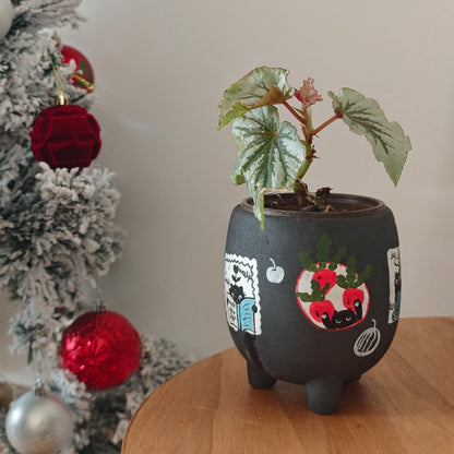Whimsical Hand-Painted Footed Ceramic Planter