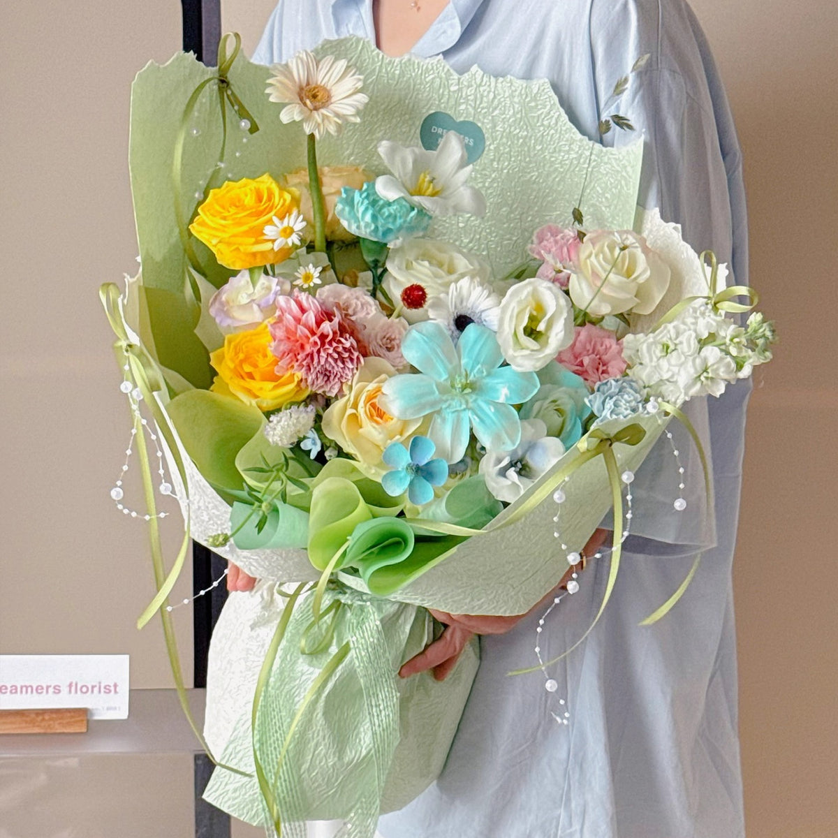 10 feuilles de papier pour bouquet nacré froissé (44x58 cm)