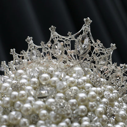 Bouquet de mariée de luxe en cristal et perles avec diadème