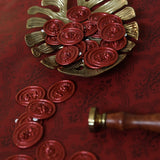 Load image into Gallery viewer, 30Pcs Burgundy Rose Wax Seal Stickers