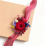 Load image into Gallery viewer, Preserved Red Rose Wrist Corsage Boutonniere
