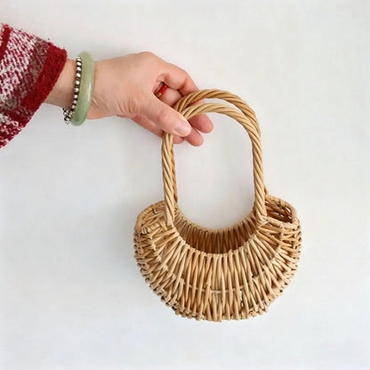 Miniature Half-moon Rattan Basket
