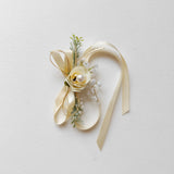 Load image into Gallery viewer, Classic Rose Pearl Ribbon Wrist Corsages (Set of 2)