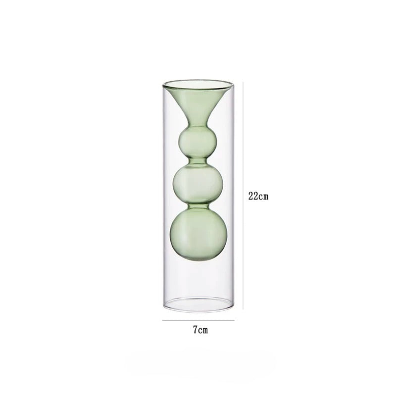 Geometric Double-Walled Glass Bubble Vase