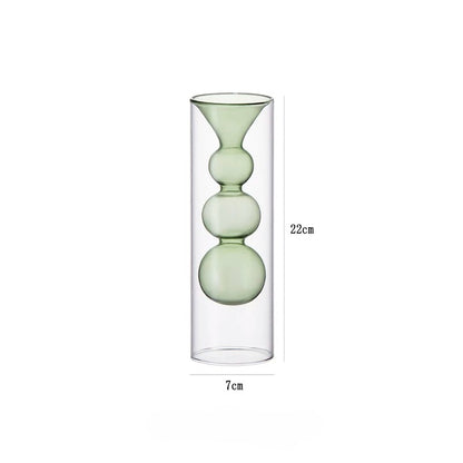 Geometric Double-Walled Glass Bubble Vase