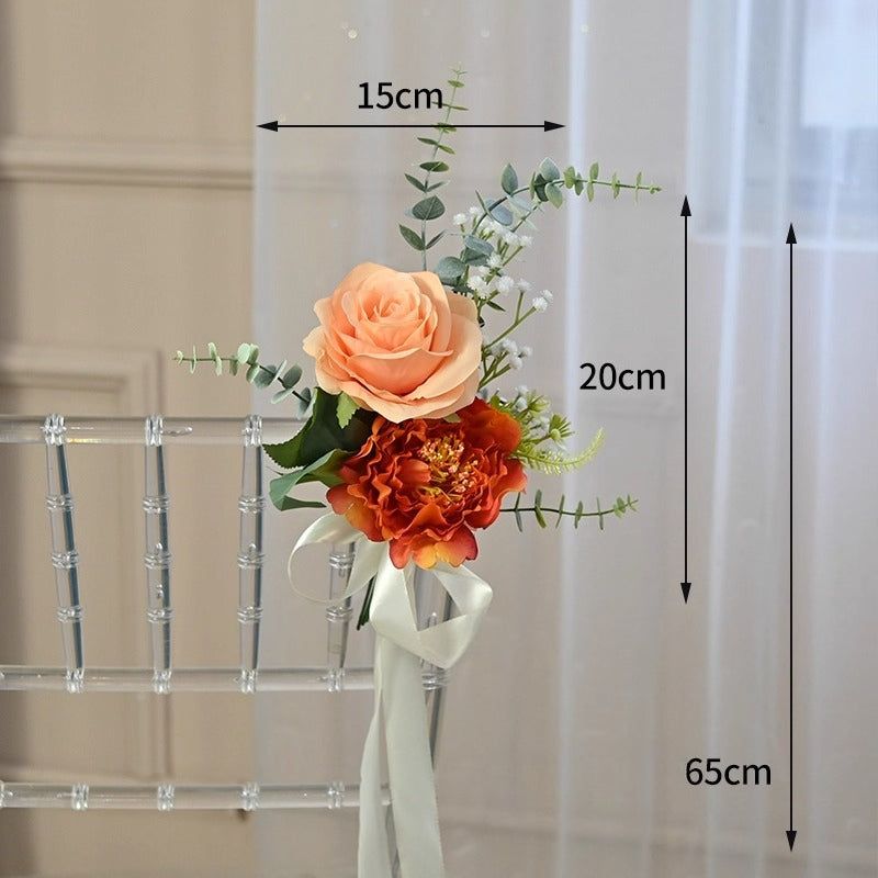 Artificial Rose & Poney Chair Back Flowers