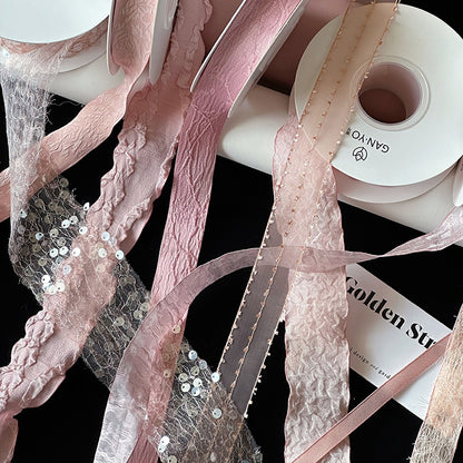 Soft Pink Series Flower Bouquet Ribbon