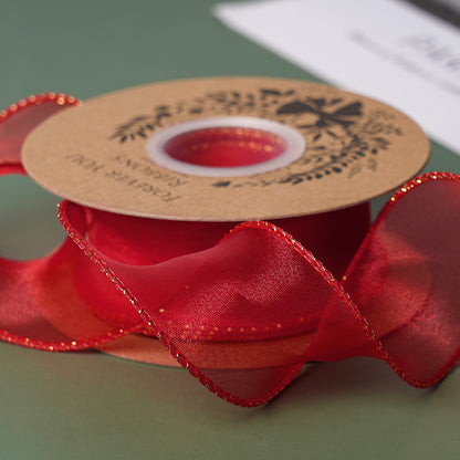 Curling Gold Edge Organza Ribbon (40mmx10Yd)