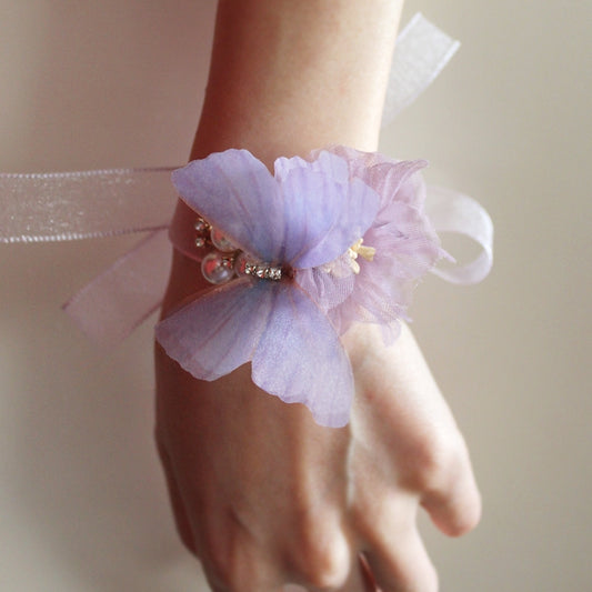 Lavender Butterfly Wrist Corsage Boutonniere Set