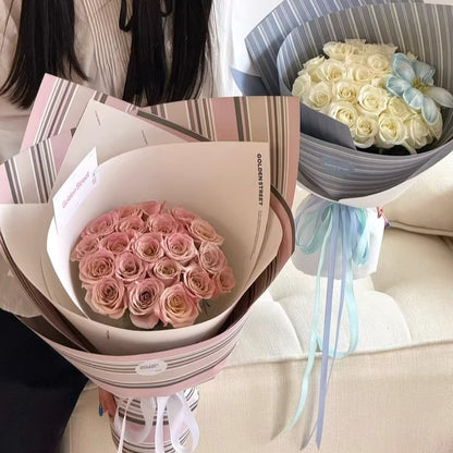 16pcs Chic Striped Flower Wrap Paper (55x44cm)