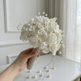 Load image into Gallery viewer, Elegant Cream Satin Floral Bridal Bouquet