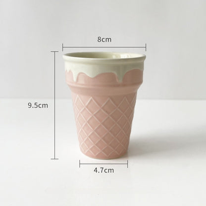 Unique Ceramic Ice Cream Cone Flower Vase