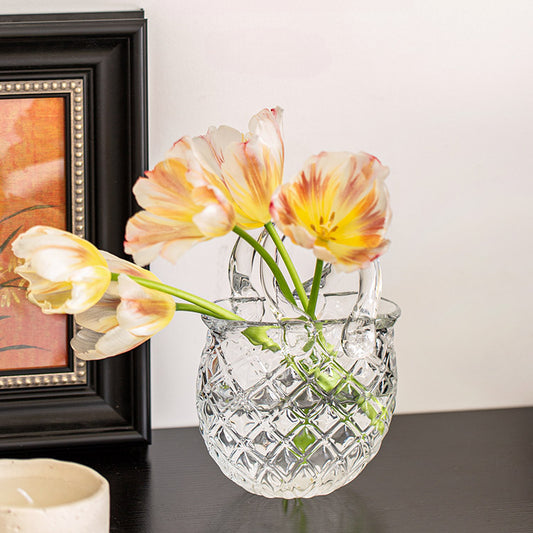Quilted Texture Glass Handbag Vase