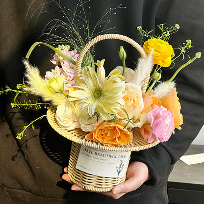Hat-Shaped Woven Flower Basket