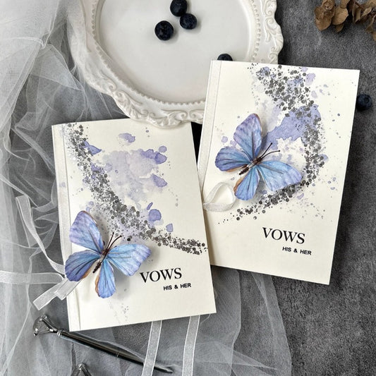 Glitter Blue Butterfly Vows Cards (Set of 2)