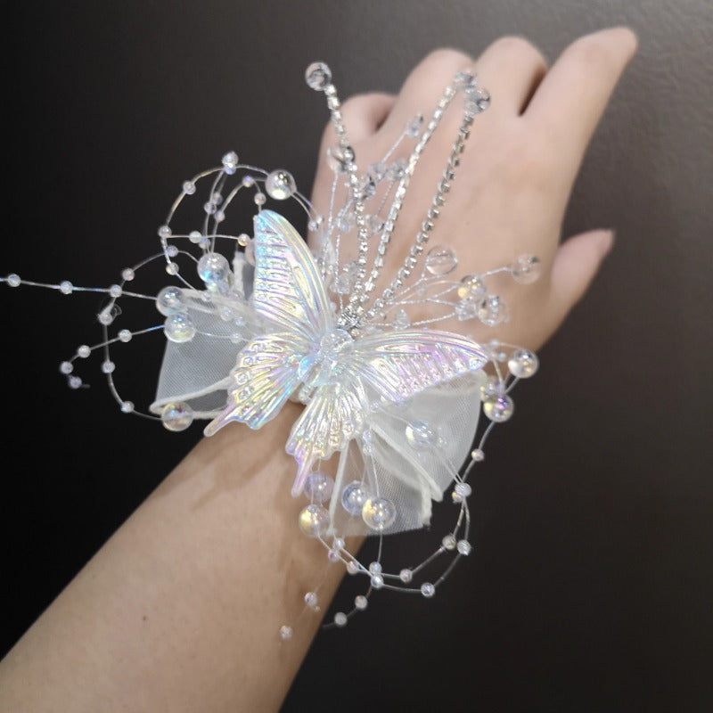 Whimsical Butterfly Wedding Wrist Corsage