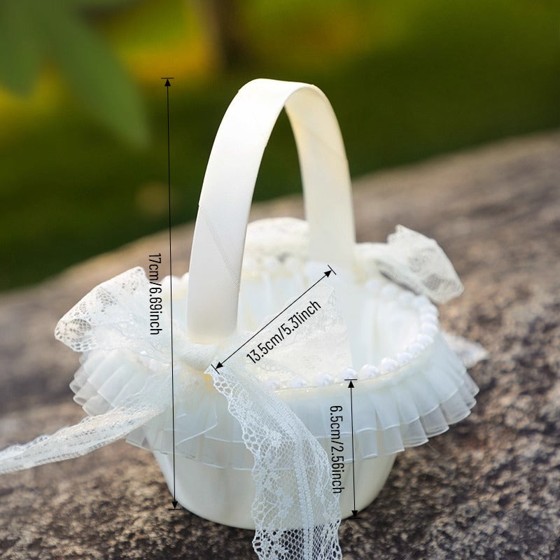Mini Ivory Lace Flower Girl Basket (Set of 2)