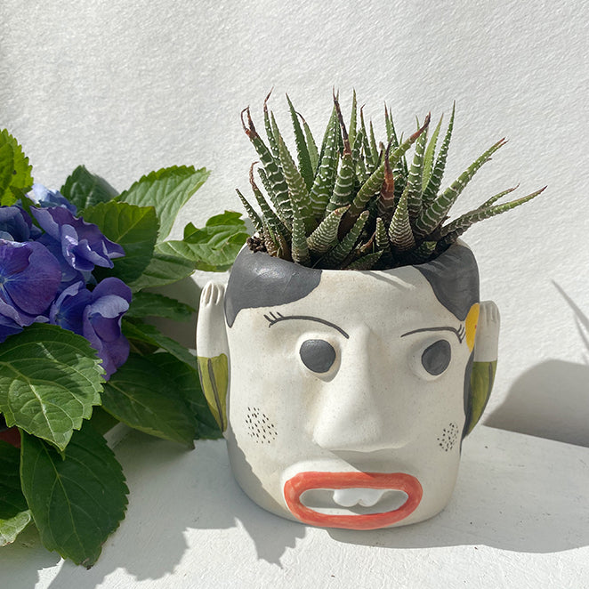 ceramic head planter pot Handmade Unique Head Planter Pot – Floral Supplies Store