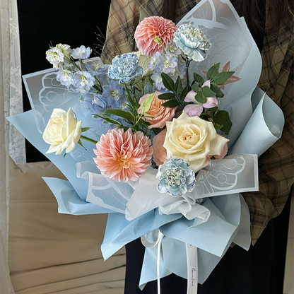 20 feuilles d'emballage en cellophane à motifs fleurs et papillons (57x57 cm)