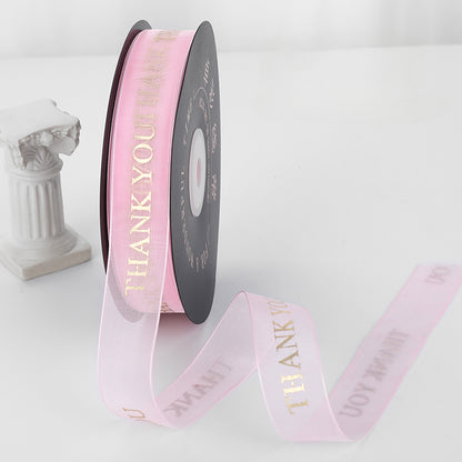 THANK YOU Gold Letters Organza Ribbon (20mmx49Yd)