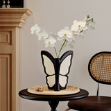 Load image into Gallery viewer, Vintage Black and White Butterfly Resin Art Vase