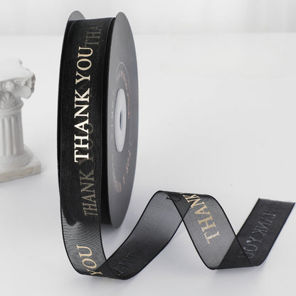 THANK YOU Gold Letters Organza Ribbon (20mmx49Yd)