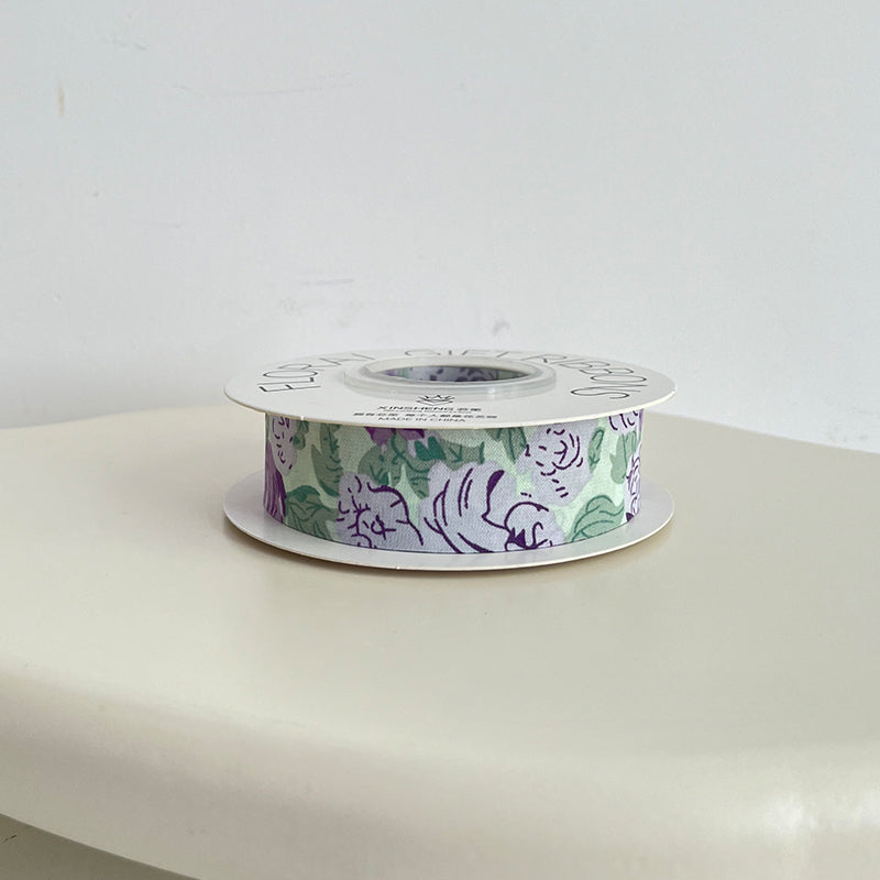 Double Faced Floral Fabric Ribbon (2.5cmx12Yd)