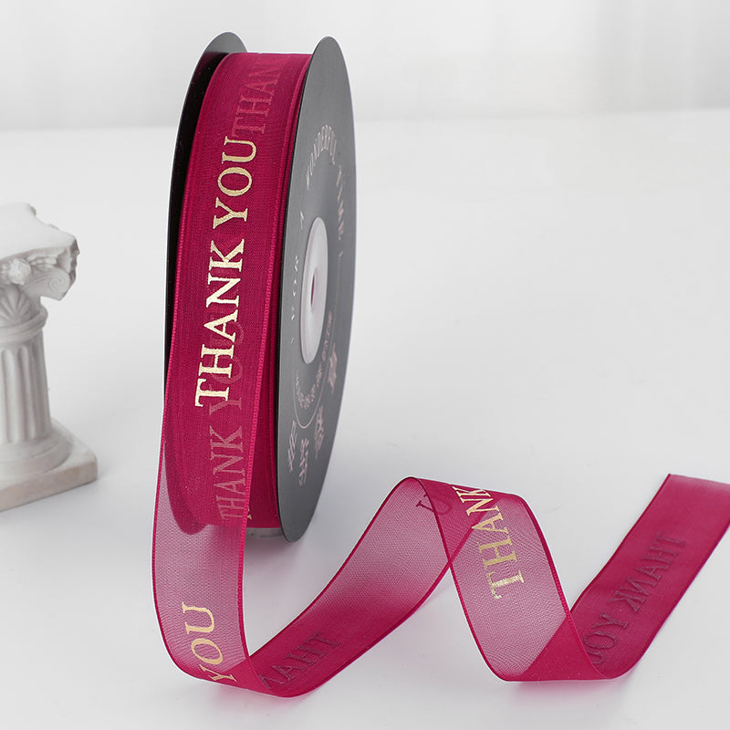 THANK YOU Gold Letters Organza Ribbon (20mmx49Yd)