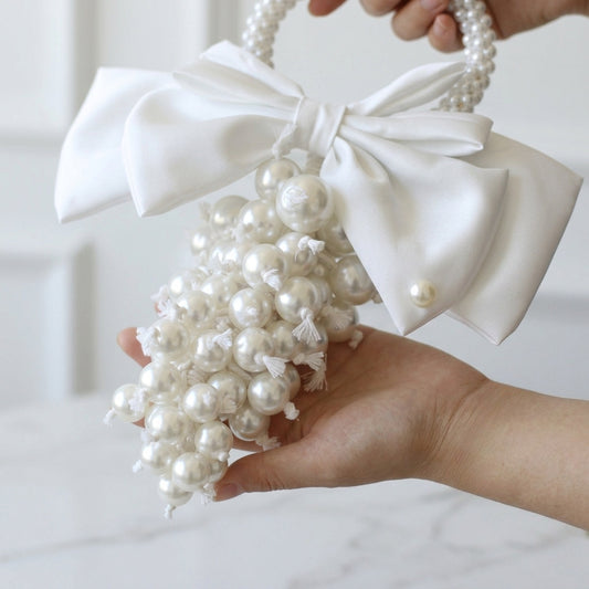 Modern Pearl Cluster Hoop Bridal Bouquet