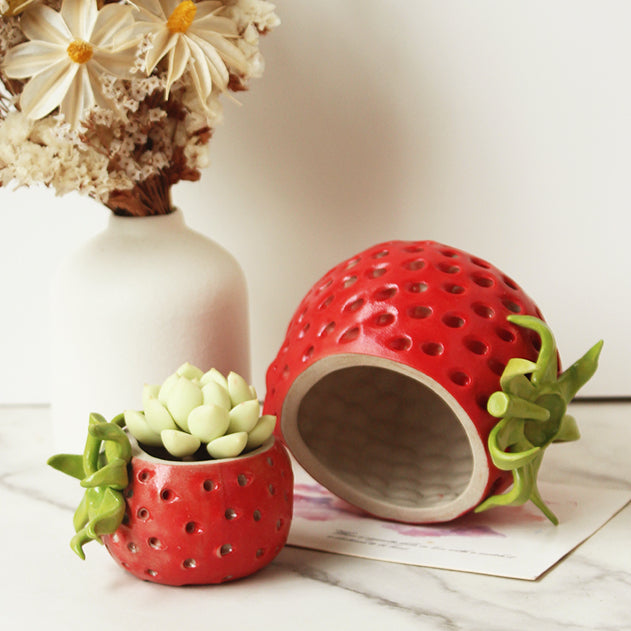 strawberry plant pots buy Cute Strawberry Mini Ceramic Plant Pot – Floral Supplies Store