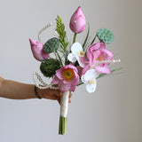 Load image into Gallery viewer, Pink Lotus &amp; Orchid Pearl Bridal Bouquet