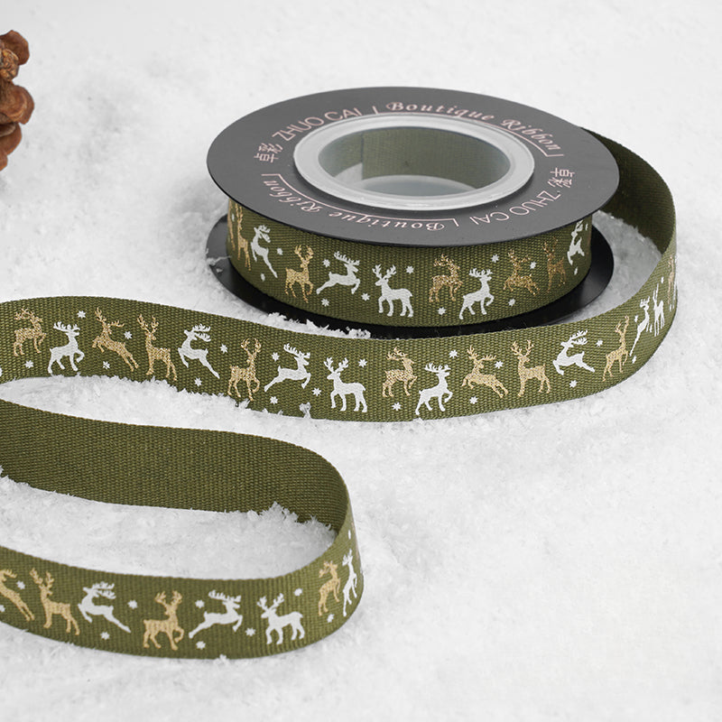 Reindeer Gingerbread Man Christmas Ribbon (16mmx10Yd)