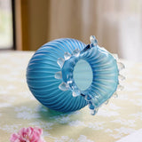 Load image into Gallery viewer, Elegant Blue Ruffled Rim Glass Vase